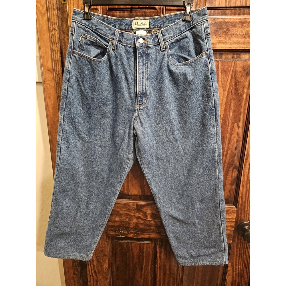 LL Bean Relaxed Fit 36x28 Denim Jeans Flannel Lined Insulated Blue Vintage